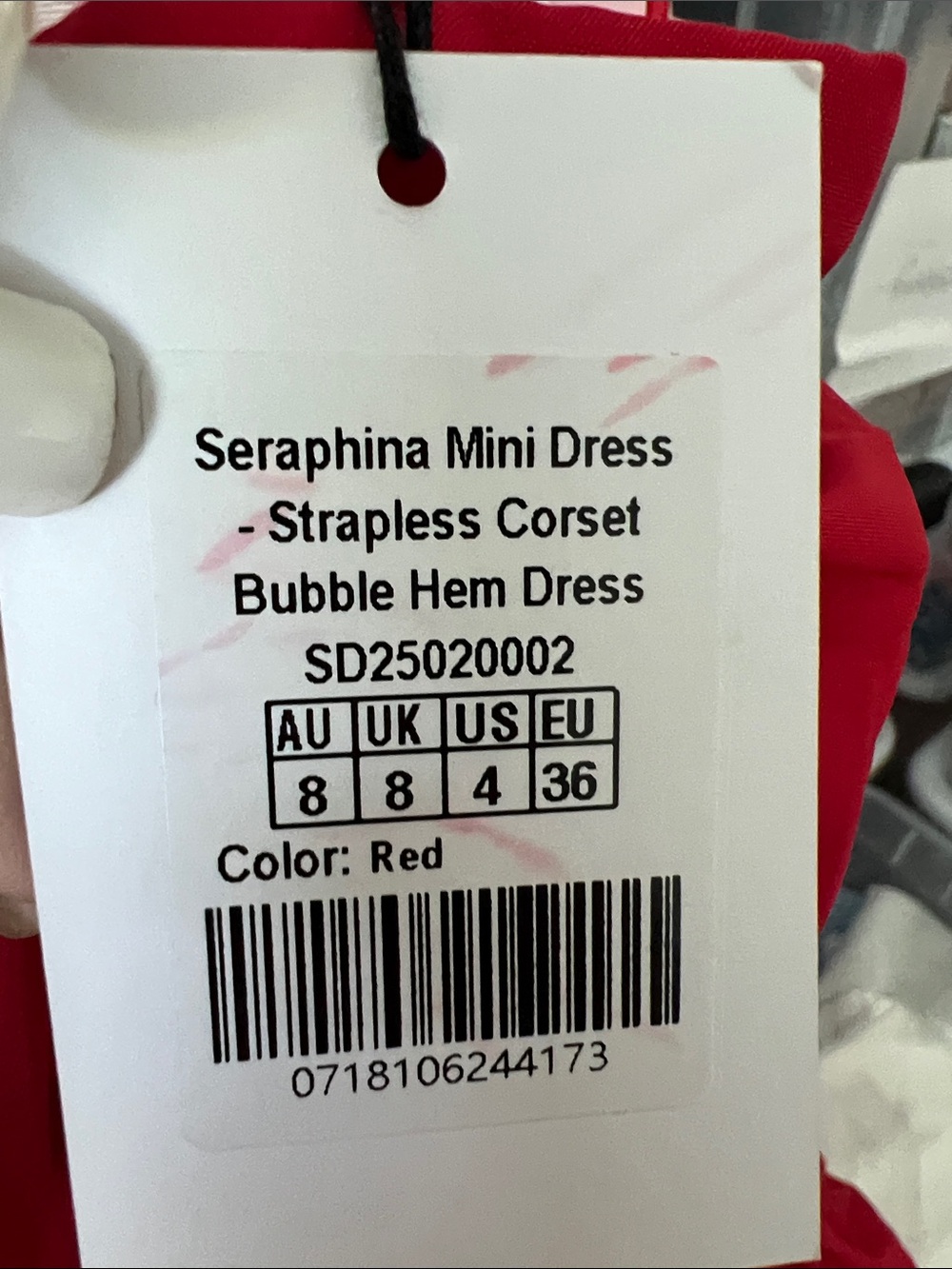 NWT REVOLVE Australia SHOWPO Seraphina strapless red bubble hem mini dress US 4 - Picture 8 of 11
